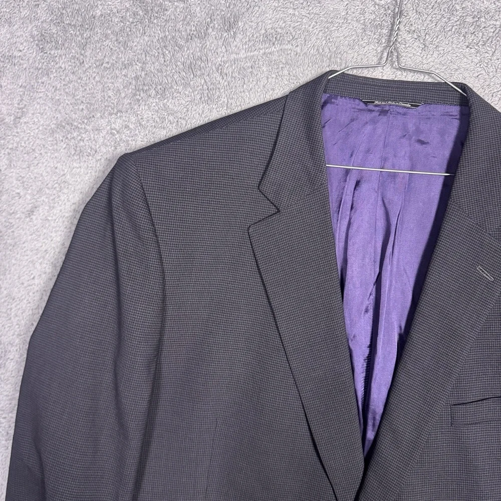 Jack Victor Sport Coat Men 52L Reflex Stretch Wool Lennox CT Micro Check Blazer